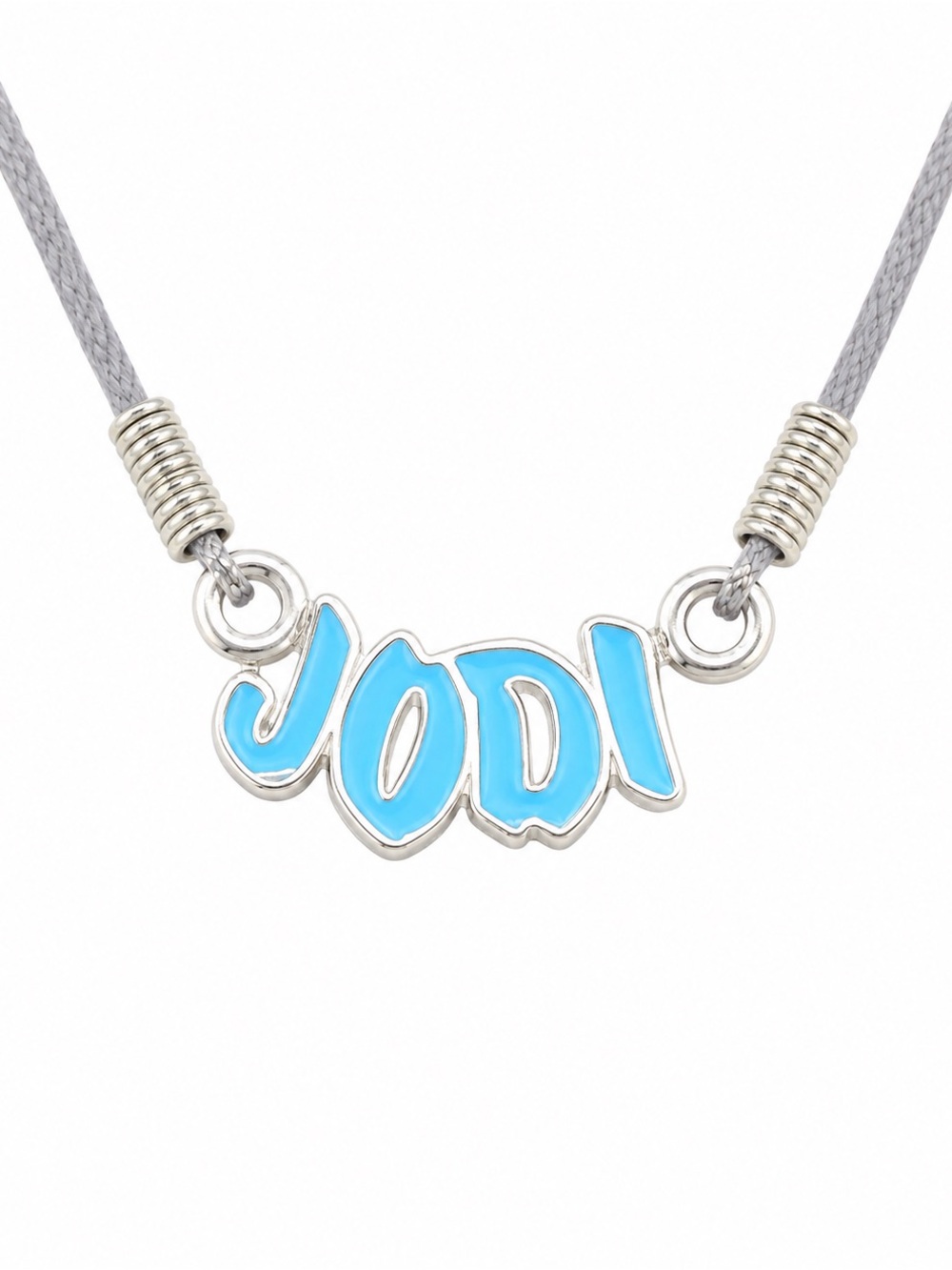 Vintage 90's Black Cord Name Plate Necklace Jodi Name Pendant